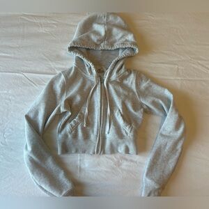 Hollister cropped light gray zipup